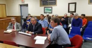 Foodtown Plaza owner Constantine Serroukas, architect Gary Prigarsky, postal representative, Paul Tyburski