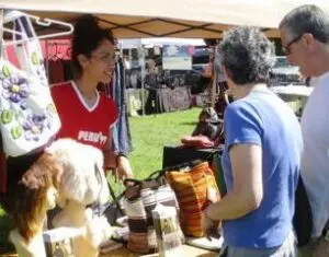 New vendor Adelisa Arteaga explains her range of Peruvian bags.
