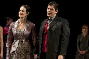 Gabra Zackman and Jason O'Connell Hamlet costumes