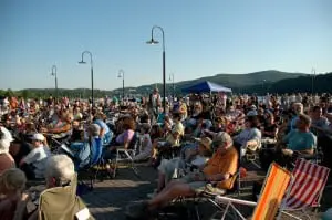 Chamber concert close up of crowd watching