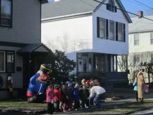 Time for a class photo with giant nutcracker manPhoto by A. Rooney