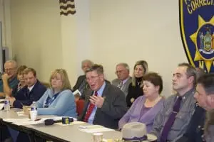 Sheriff Smith, center, making point at conference Photo by K.E. Foley