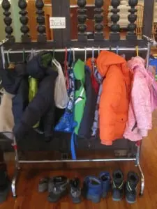The 'Ducks' get their very own jacket rack at St. Philip's Nursery School. Photo by A. Rooney