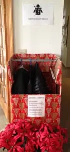Donations to the coat drive at Houlihan Lawrence RealtyPhoto by C. Simek