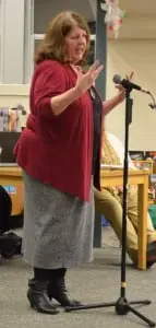 Kathryn Rohe, chair of special education at Garrison School, presents to the School Board on Feb. 6. Photo by J. Tao