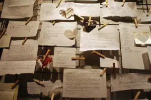Submissions to the Love/Hate exhibit at Blackbird Attic. Photo by Michelle Caves