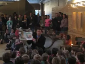 Haldane Elementary/Middle School Principal Brent Harrington reads at the PARP launch. Photo by A. Rooney