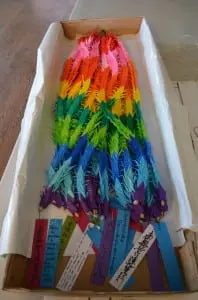 Paper cranes with messages of peace made by the peace walkers, to be presented to President Barack Obama in Washington (Photo by J. Tao)