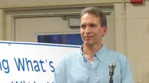 Mark Fobare, president of Monolith Solar Associates, outlined his company's proposal to reduce Haldane's electrical bill by providing solar panels.