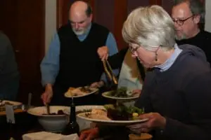 Guests partake of the Fresh Company's presentation of local foods at the Garrison Institute's Urban Earth Day Meal on April 18. Photo by Bhavya Reddy/Garrison Institute
