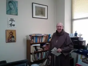 Father John Keane in his office in the Graymoor Spiritual Life Center