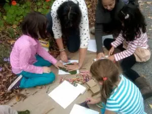Haldane Garden Kids Doing Leaf Rubbings