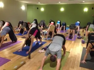 A class in session at Living Yoga