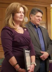 County Executive MaryEllen Odell, left, and Legislator Sam Oliverio (Photo by K.E. Foley)