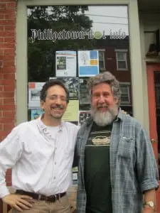 Andy Revkin, left, and Al Hemberger outside of 69 Main, where they'll be performing on June 1. Photo by A. Rooney