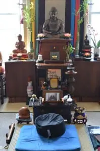 The altar in the Peace Mountain Buddhist Hermitage