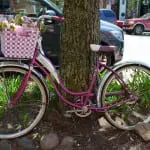 Antique bicycle on display in front of Go-Go Pops during Pedal Into Spring May 4 (Photo by Jeanne Tao)