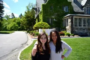 Sam Kapsas and Rebecca Pearsall on the grounds of Saint Basil Academy  (Photo courtesy of Rebecca Pearsall)
