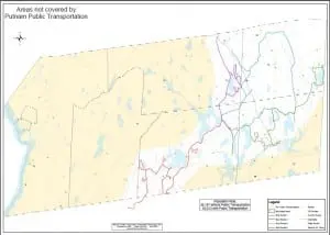 A new Putnam County map shows areas not covered by the county transit system. Map courtesy of Vincent Tamagna/Putnam County Transportation Task Force