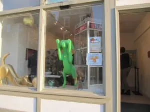 Sculpture and other artwork by Ed Benavente fills the windows last April at Catalyst Gallery.