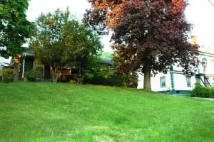 Dahlia house, left, located on Cedar Street behind Town Hall in Cold Spring, could get a brighter future in public service. Photo by L.S. Armstrong