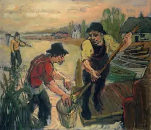 "Crabbing," Highland Studio's print reproduction of a painting by Robert H. Diebboll Image courtesy of The Highland Studio