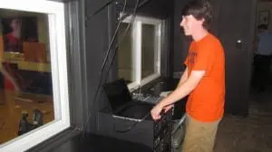 HaldaneâjuniorâWylieâMcDonaldâinâtheâauditorium'sânewlyârevampedâdigitalâprojectionâroom. PhotoâbyâM.âTurton