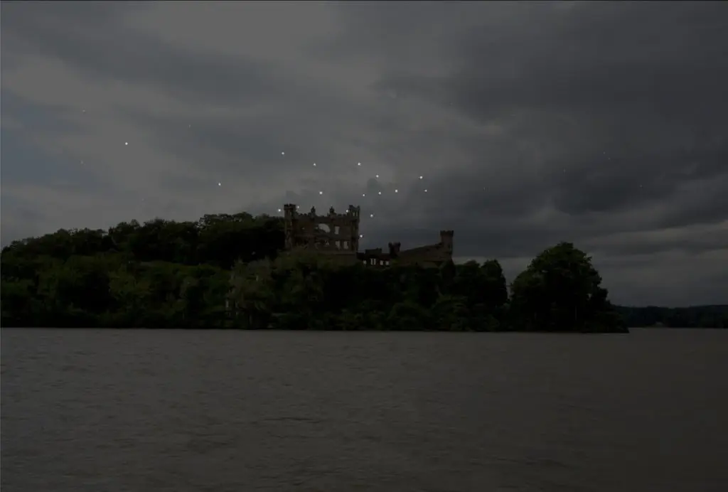 Nocturnal view of Bannerman Island