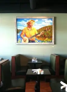 A new painting of Pete Seeger by Michael D’Antuono in the Towne Crier Cafe.