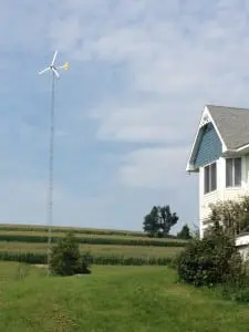 The residential-type wind turbine proposed by James Gleick for his property (photo courtesy of Hudson Valley Wind Energy)