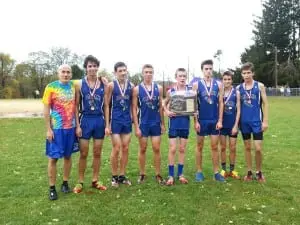 The Haldane boys' cross-country team with Coach TK.