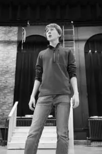 Nolan Shea rehearses for "Our Town." (Photo by Jim Mechalakos)