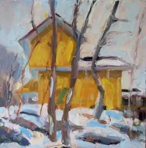 ViewâFromâHarriet'sâWindow"âbyâLisaâBurgerâLentz,âwinnerâofâtheâ2DâcategoryâatâGarrisonâArtâCenter'sâsmallWORKSâjuriedâcompetition