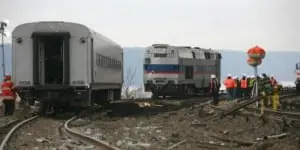 Crews work to fix the tracks after Sunday's derailment. (Photo by MTA)