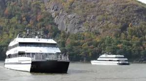 Two Seastreak boats wait to dock at Cold Spring last fall. (File photo by M. Turton)