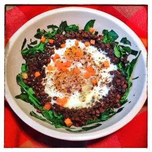 Lentils, Spinach, Eggs