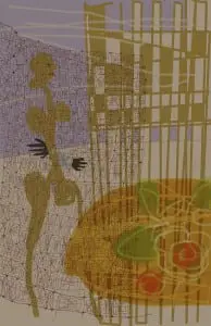 "Female figure and transparent screen" by Donald Alter