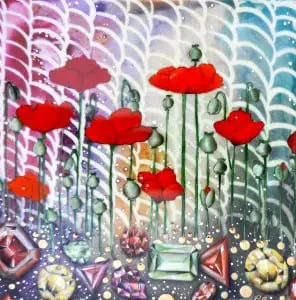 "Poppies" - Porcelain painting by Paola Bari
