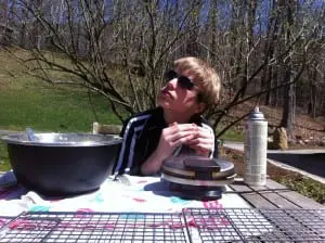 George making waffles.
