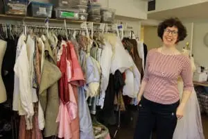 HVSF's Charlotte Palmer-Lane with costume rack