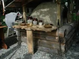 A Revolutionary War-style oven provides sustenance for participants in the Memorial Day commemoration at the Fishkill Supply Depot.