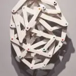 Ann Provan's 'head print' titled "Mind," made from pine and gouache.