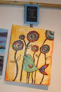 Artwork created at eat-Paint-love, on display in the rear of the space (Photo by A. Rooney)
