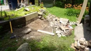 Before: After removing the built-in brick grill, this was the site. 