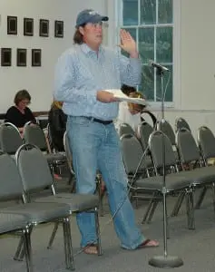 Russell Cusick addresses the Town Board. Photo by L.S. Armstrong