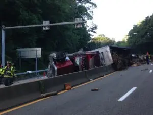 truck overturn route 9