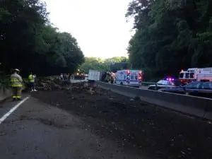 truck overturn route 9