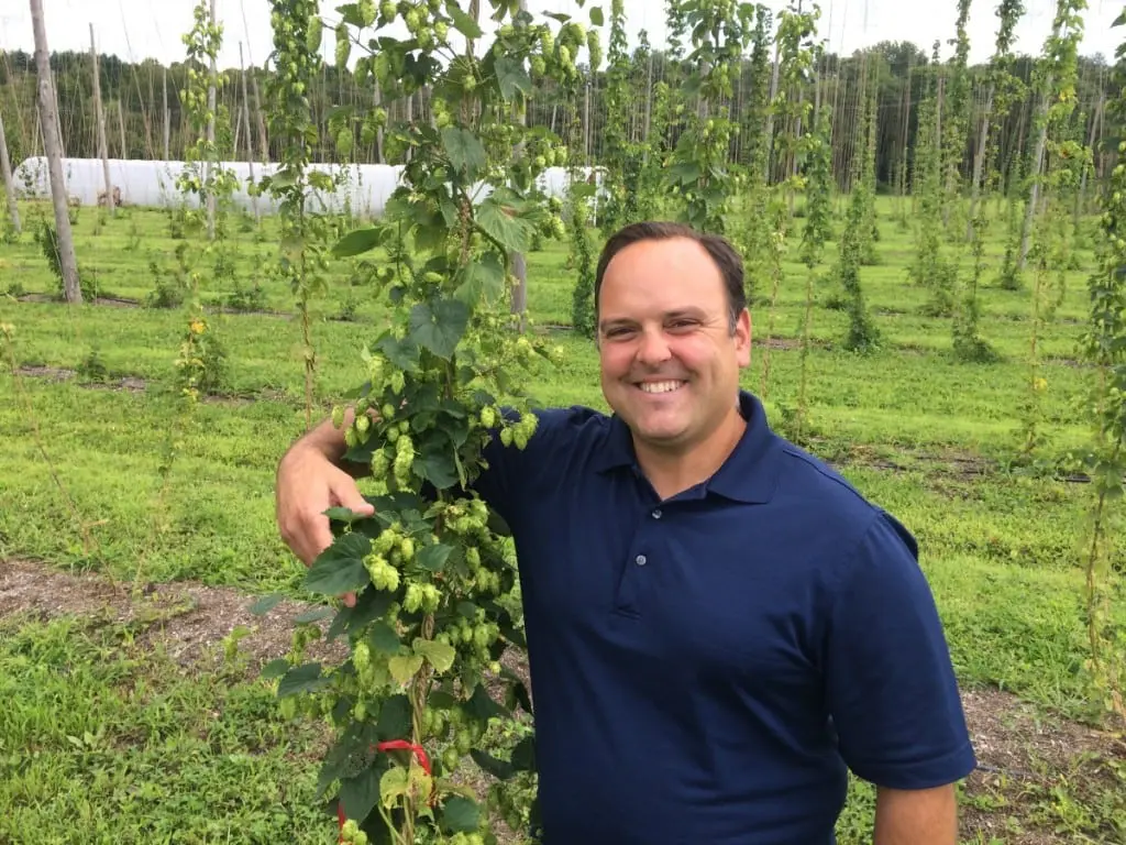 Justin Riccobono, Director of Dutchess Hops, at Eastern View Farm & Nursery in Lagrangeville.