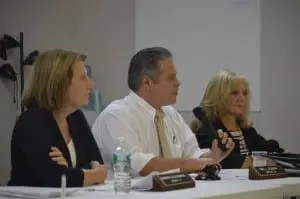 The Putnam County Legislature's Physical Services Committee — from left, Barbara Scuccimarra, Carl L. Albano, chairman, and Ginny Nacerino (photo by M. Turton)