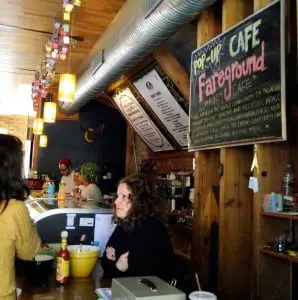 Fareground's last full-menu pop-up was in 2012 at Beacon's The Coffee Shoppe. Co-Founder Kara M. Dean-Assael greeted customers at the counter. (Photo courtesy of Fareground)